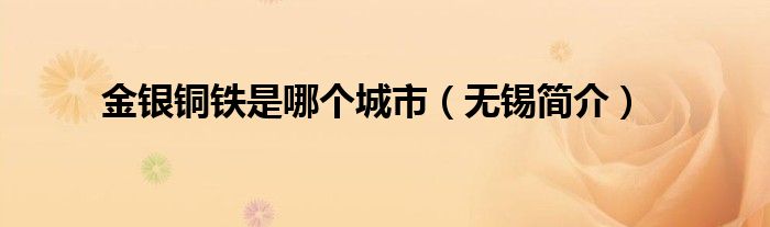 金银铜铁是哪个城市（无锡简介）