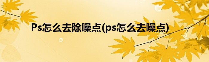 Ps怎么去除噪点(ps怎么去噪点)