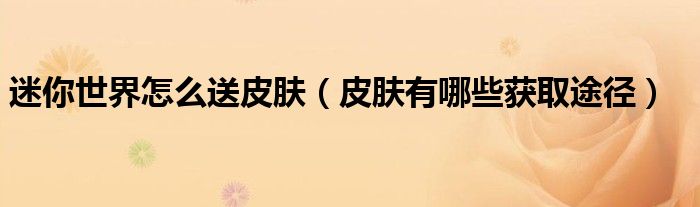 迷你世界怎么送皮肤（皮肤有哪些获取途径）
