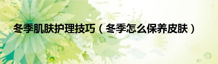 冬季肌肤护理技巧（冬季怎么保养皮肤）