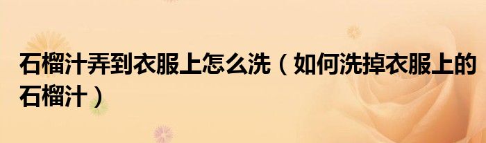 石榴汁弄到衣服上怎么洗（如何洗掉衣服上的石榴汁）