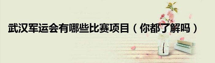 武汉军运会有哪些比赛项目（你都了解吗）