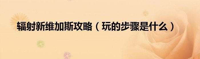辐射新维加斯攻略（玩的步骤是什么）