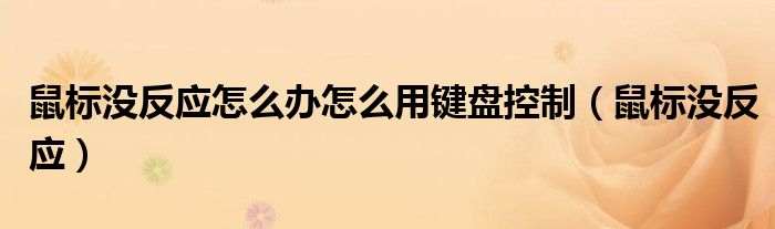 鼠标没反应怎么办怎么用键盘控制（鼠标没反应）