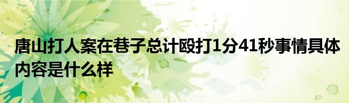唐山打人案在巷子总计殴打1分41秒事情具体内容是什么样