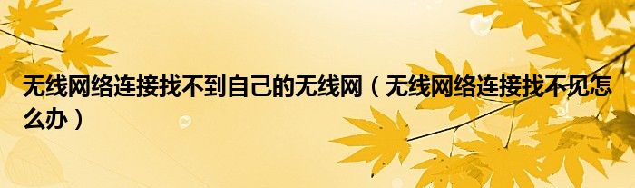 无线网络连接找不到自己的无线网（无线网络连接找不见怎么办）