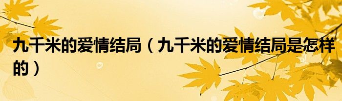 九千米的爱情结局（九千米的爱情结局是怎样的）