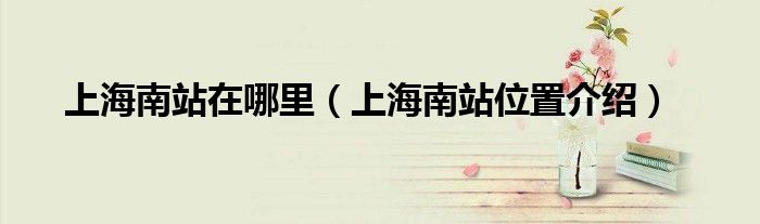 上海南站在哪里（上海南站位置介绍）
