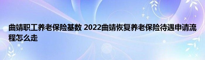 曲靖职工养老保险基数 2022曲靖恢复养老保险待遇申请流程怎么走
