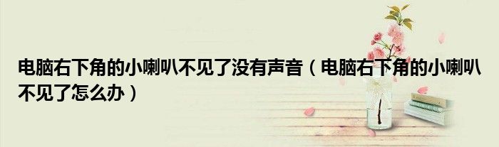 电脑右下角的小喇叭不见了没有声音（电脑右下角的小喇叭不见了怎么办）