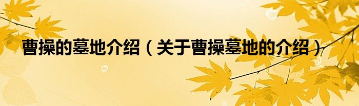 曹操的墓地介绍（关于曹操墓地的介绍）