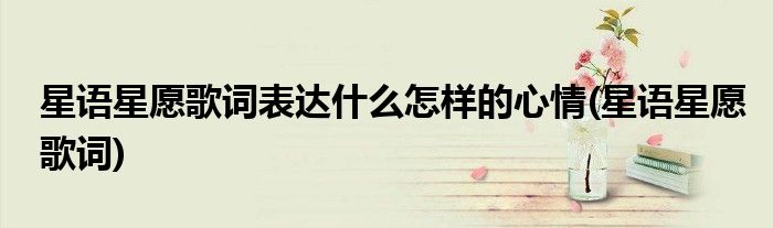 星语星愿歌词表达什么怎样的心情(星语星愿歌词)