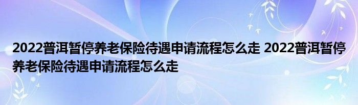 2022普洱暂停养老保险待遇申请流程怎么走 2022普洱暂停养老保险待遇申请流程怎么走