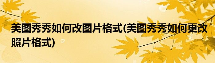 美图秀秀如何改图片格式(美图秀秀如何更改照片格式)