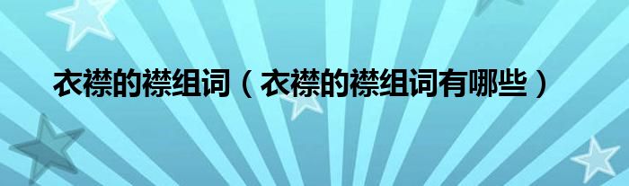 衣襟的襟组词（衣襟的襟组词有哪些）