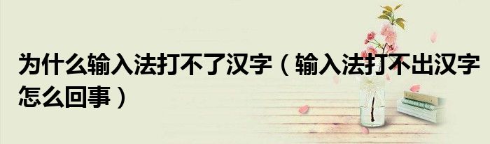 为什么输入法打不了汉字（输入法打不出汉字怎么回事）