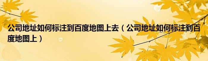 公司地址如何标注到百度地图上去（公司地址如何标注到百度地图上）
