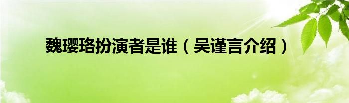 魏璎珞扮演者是谁（吴谨言介绍）