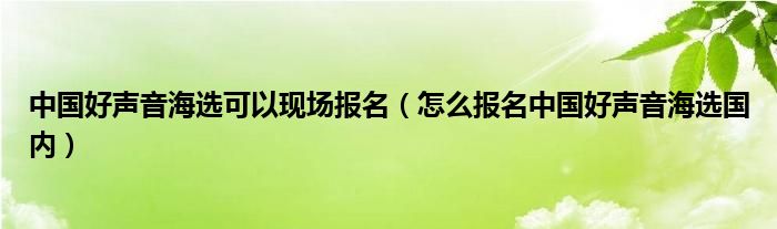 中国好声音海选可以现场报名（怎么报名中国好声音海选国内）