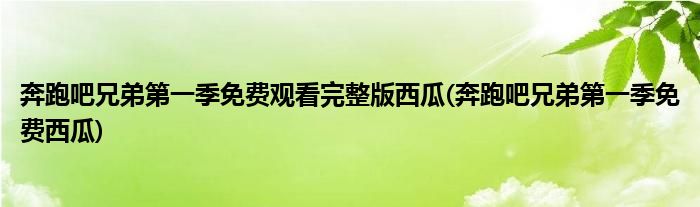 奔跑吧兄弟季免费观看完整版西瓜(奔跑吧兄弟季免费西瓜)