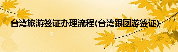 台湾旅游签证办理流程(台湾跟团游签证)