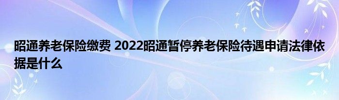 昭通养老保险缴费 2022昭通暂停养老保险待遇申请法律依据是什么