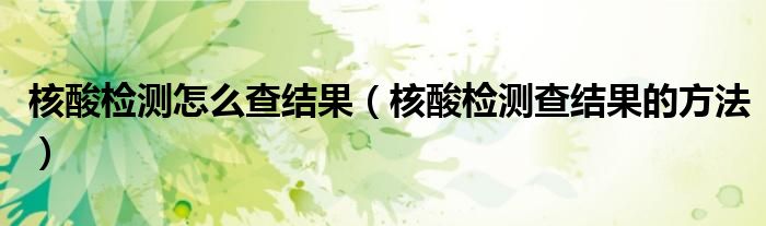 核酸检测怎么查结果（核酸检测查结果的方法）