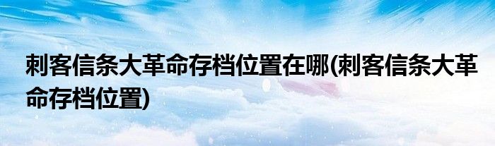 刺客信条大革命存档位置在哪(刺客信条大革命存档位置)