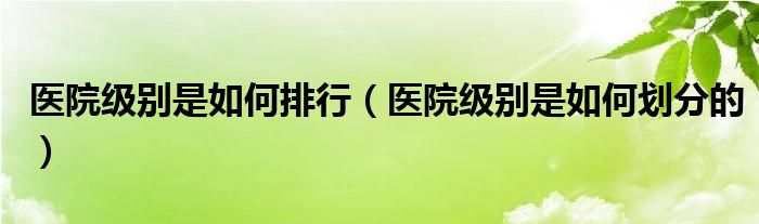 医院级别是如何排行（医院级别是如何划分的）