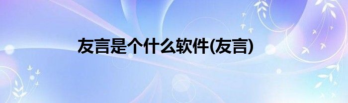 友言是个什么软件(友言)