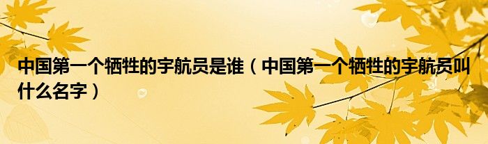 中国个牺牲的宇航员是谁（中国个牺牲的宇航员叫什么名字）