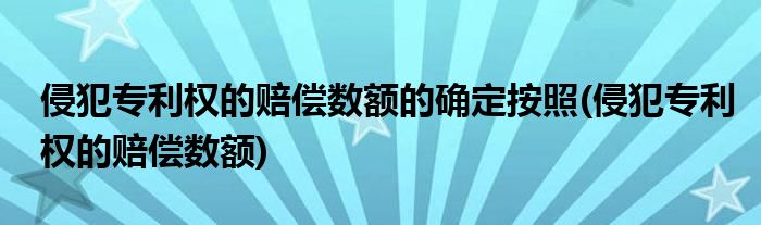 侵犯专利权的赔偿数额的确定按照(侵犯专利权的赔偿数额)