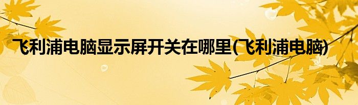 飞利浦电脑显示屏开关在哪里(飞利浦电脑)