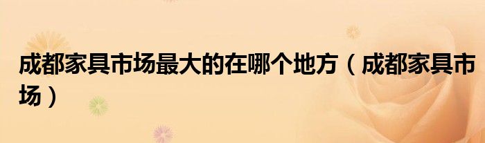 成都家具市场更大的在哪个地方（成都家具市场）