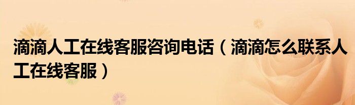 滴滴人工在线客服咨询电话（滴滴怎么联系人工在线客服）