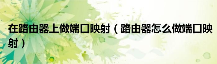 在路由器上做端口映射（路由器怎么做端口映射）