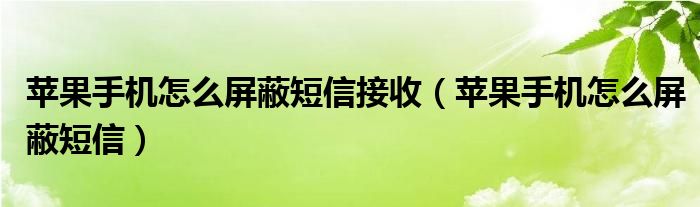 苹果手机怎么屏蔽短信接收（苹果手机怎么屏蔽短信）