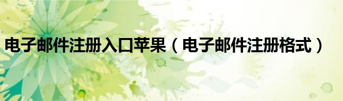 电子邮件注册入口苹果（电子邮件注册格式）