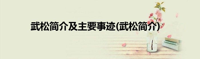 武松简介及主要事迹(武松简介)