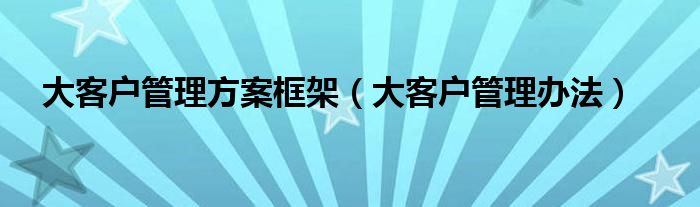 大客户管理方案框架（大客户管理办法）