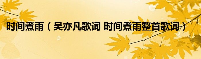 时间煮雨（吴亦凡歌词 时间煮雨整首歌词）