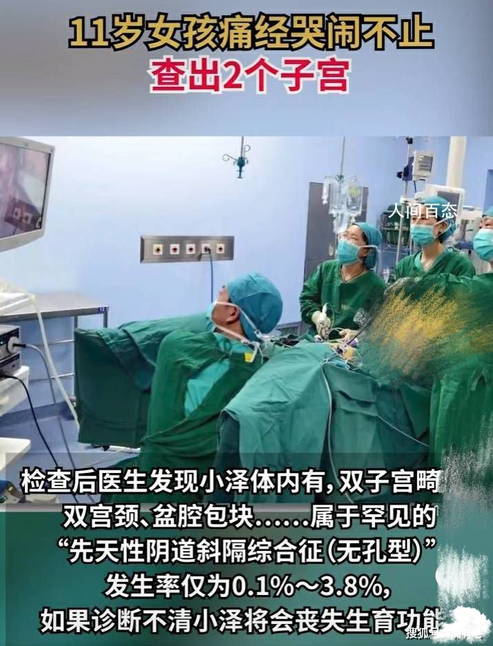 11岁女孩痛经查出2个子宫 2个宫颈 11岁女孩痛经查出2个子宫 2个宫颈囊肿