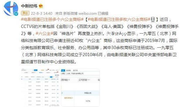电影频道成功注册“六公主” 六公主 电影频道