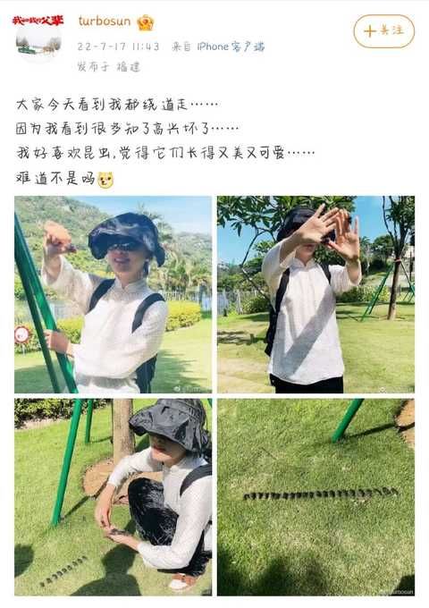 孙俪徒手抓知了直呼可爱，手里一大把地上摆一排，孙“大胆”实锤了