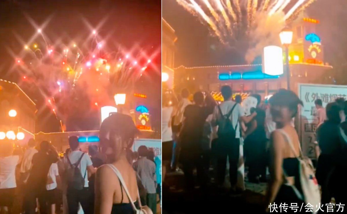 宅男女神赵奕欢看烟花秀！穿吊带露出小蛮腰，背部宽厚肌肉明显