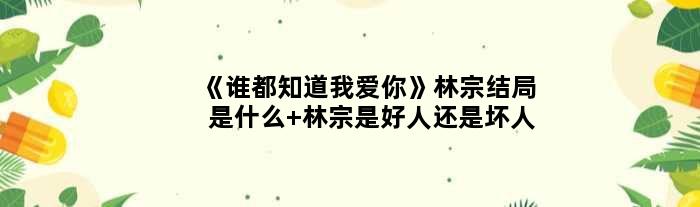 《谁都知道我爱你》林宗结局是什么 林宗是好人还是坏人