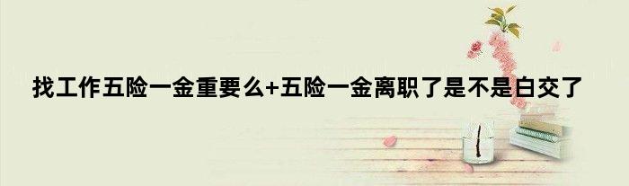找工作五险一金重要么 五险一金离职了是不是白交了