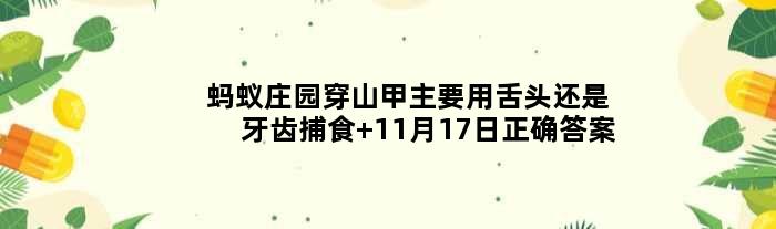 蚂蚁庄园穿山甲主要用舌头还是牙齿捕食 11月17日正确答案
