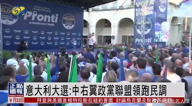 意大利大选最新民调：中右翼政党联盟中大幅领先
