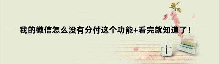 我的微信怎么没有分付这个功能 看完就知道了！